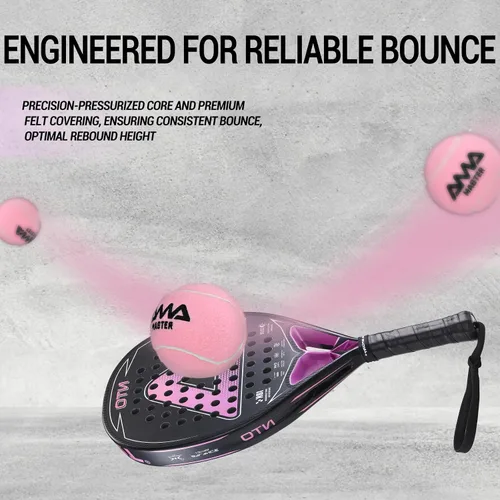 Miniatura 5 de AMA SPORT Pelotas de pádel presurizadas que cumplen con los estándares de competiciones y torneos adecuados para cualquier superficie o sitio Rosa