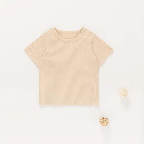 Miniatura 7 de MBMSHEGH Conjunto de ropa de verano para bebé y niño, con parte superior acanalada y tirantes con botones