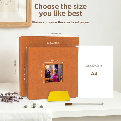 Miniatura 6 de popotop Álbum de fotos autoadhesivo con ventana de visualización de imágenes, kit de suministros de bricolaje para álbum de recortes de 40 páginas