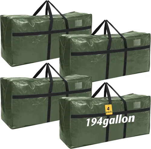 Miniatura 32 de 4 Piezas Bolsas de Mudanza Grandes con Cremallera y Asas Bolsas de Lona Tipo Duffle Plegables de Almacenamiento Extra Resistentes Extra Grandes