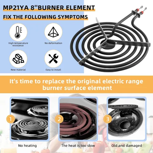 Miniatura 5 de AMI PARTS MP21YA Juego de quemadores de superficie para estufa eléctrica (8 pulgadas) Compatible con quemadores de superficie de estufa