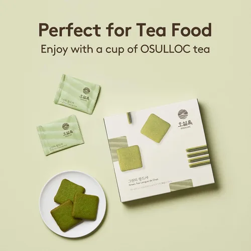 Miniatura 4 de OSULLOC Langue de Chat Galletas (3.52 onzas, 3.53 oz) Snacks coreanos con sabor a matcha Snacks asiáticos, comida de té premium