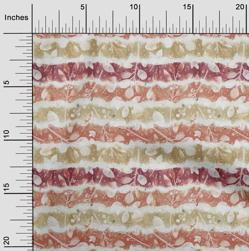 Miniatura 2 de oneOone The Yard - Tela de algodón flexible de color beige con estampado floral, 40 pulgadas de ancho