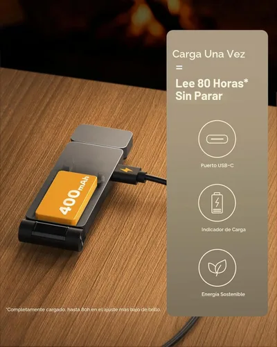 Miniatura 5 de 86lux Luz de Libro, Luz de Lectura LED Recargable con Clip para Uso en Cama y Noche - 3 Temperaturas de Color con Atenuación Continua, Diseño de Gris