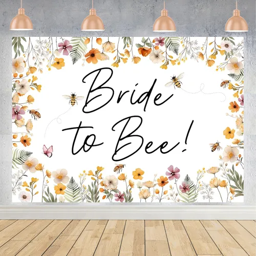 Miniatura 7 de Pancarta de fondo de novia a abeja, decoración de despedida de soltera, abeja, decoración de despedida de soltera, flores y abeja, telón de fondo