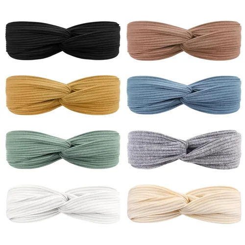 Miniatura 8 de DRESHOW Paquete de 8 diademas anudadas para mujer, con tiras cruzadas, antideslizantes, bohemias, trenzadas, accesorios para el cabello