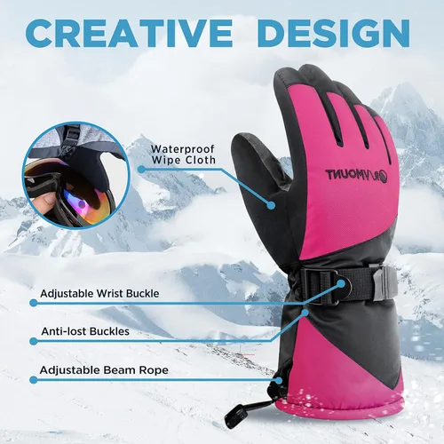 Miniatura 4 de RIVMOUNT - Guantes de invierno para hombre o mujer, guantes impermeables compatibles con pantallas táctiles, cálidos, para esquiar, protegen