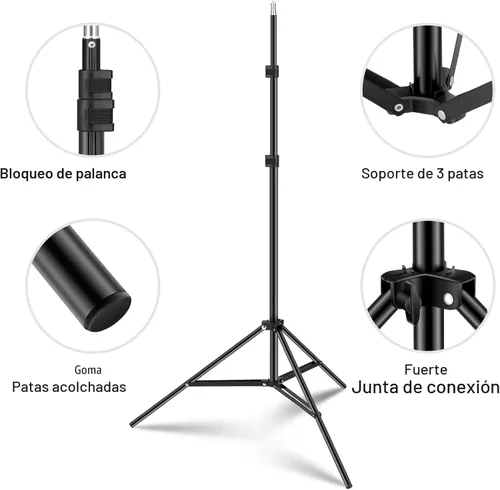 Miniatura 7 de NEEWER Soporte para luz de fotografía, trípode de aleación de aluminio de 210 cm para estudio fotográfico de 7 pies para iluminación de vídeo