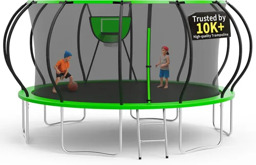Miniatura 11 de KOFUN Tranpoline Outdoor 16FT 14FT 12FT 10FT 8FT Tranpoline with Basketball Hoop 1500LBS & ASTM Approved & Easy Install, Recreational Tranpolines