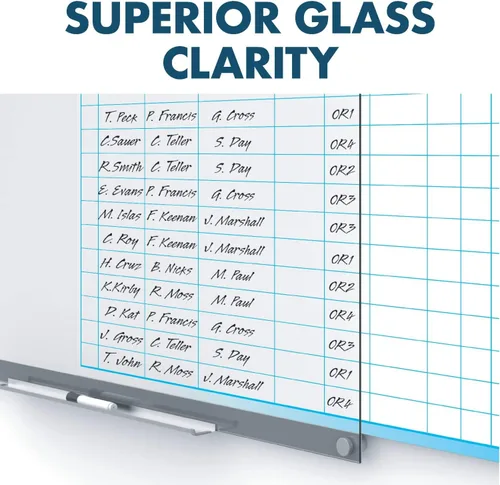 Miniatura 9 de Quartet Pizarra blanca de cristal, pizarra magnética de borrado en seco, 3 x 2 pies, con plantillas personalizables, superficie blanca de borrado