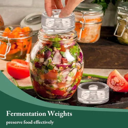Miniatura 2 de Pesas de vidrio de fermentación con mango de fácil agarre para frascos Mason, sin plomo, lavables (2 piezas)