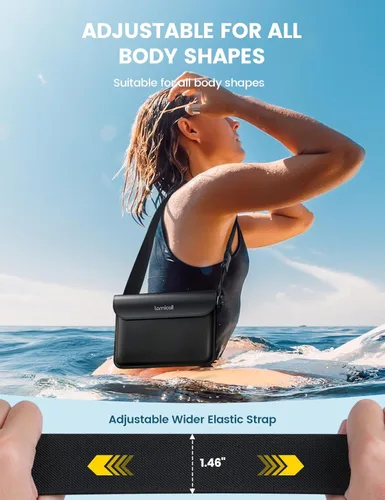 Miniatura 2 de Lamicall Riñonera Impermeable - [Paquete de 2] [Correa de Cintura Elástica 2025] Bolsas Secas IPX8 a Prueba de Agua para Natación, Playa, Kayak
