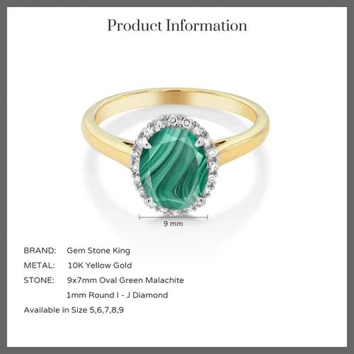 Miniatura 63 de Gem Stone King Anillo de compromiso ovalado de oro amarillo de 10 quilates con piedra natal y halo de diamantes Ovalado de 0.354 x 0.276 in