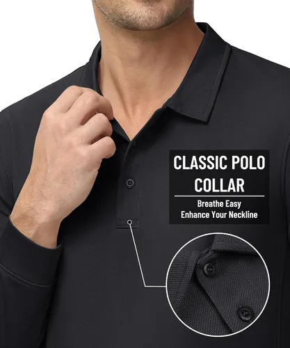 Miniatura 7 de MAGNIVIT Camisas Polo para Hombre de Manga Larga, de Secado Rápido, Rendimiento Militar, Táctico, para Combate del Ejército