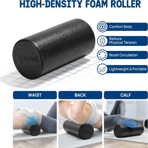 Miniatura 3 de Yes4All Rodillo de espuma EPP de alta densidad con respaldo redondo, rodillo de espuma de ejercicio para yoga, pilates y estiramientos, 12, 18, 24