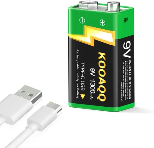 Miniatura 8 de Baterías recargables de 9 V, batería de litio de 1300 mAh de 9 voltios para alarmas de humo, micrófonos, walkie-talkie, juguetes, etc., recarga