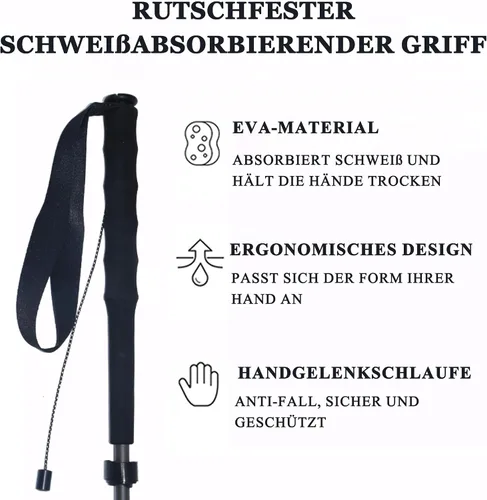Miniatura 7 de 5-Section Carbon Fiber Trekking Poles, Lightweight and Durable 2-Pack, Foldable, Straight Grip, Suitable for Hiking, Trekking and Mountaineering