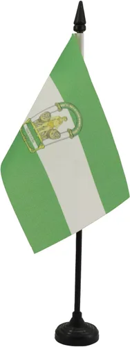 Bandera de mesa de Andalucía 4'' x 6'' - Bandera de escritorio de la región española de Andalucía 5.9 x 3.9 in - Barra y base de plástico negro - AZ