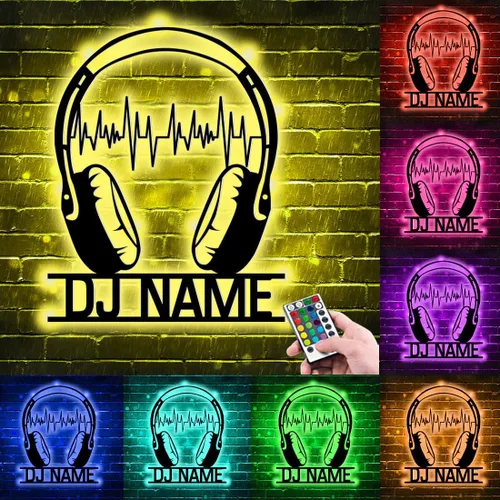 Miniatura 2 de Letrero de neón personalizado para reproductor de DJ, nombre personalizado, auriculares, reproductor de disco DJ, letrero de luz LED de metal