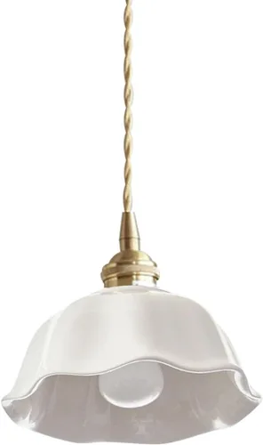 Miniatura 11 de Lámpara colgante de cerámica negra para isla de cocina, pantalla festoneada de cerámica, estilo granja, vintage, luces colgantes de techo