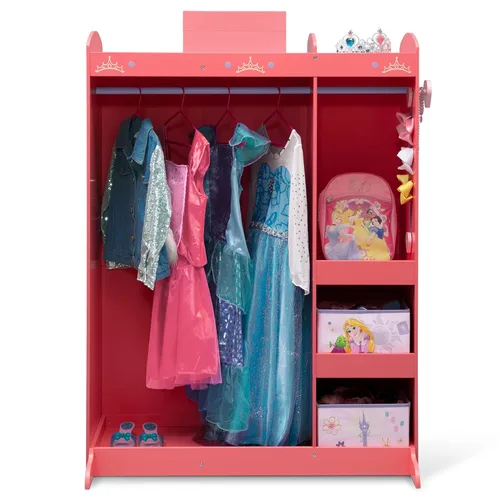 Miniatura 4 de Disney Princess Boutique de juego y vestido - Armario/guardarropa de almacenamiento de disfraz de juego simulado para niños con espejo y estantes