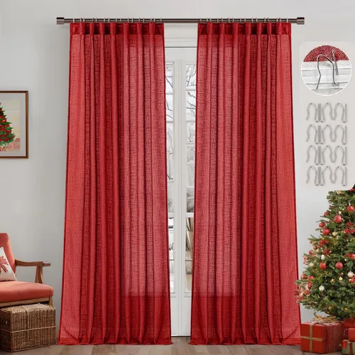 Miniatura 15 de MIULEE Cortinas de lino natural de 84 pulgadas de largo 2 paneles, con pestaña trasera con cinta plisada, cortinas de textura de lino suave y gruesa