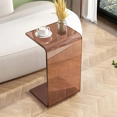 Miniatura 4 de Mesa C de acrílico para sofá, mesa auxiliar multiusos en forma de C de 25.6 pulgadas, mesa auxiliar de acrílico transparente, moderna mesa auxiliar