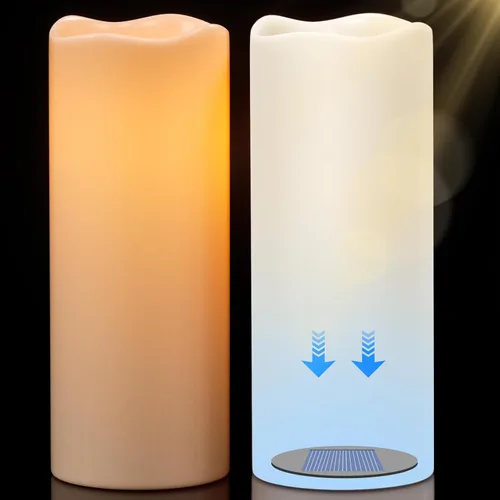 Miniatura 12 de GenSwin Velas LED parpadeantes sin llama de 4 x 6.5 pulgadas, funcionan con pilas con temporizador de 6 horas, velas votivas de cera real cálida