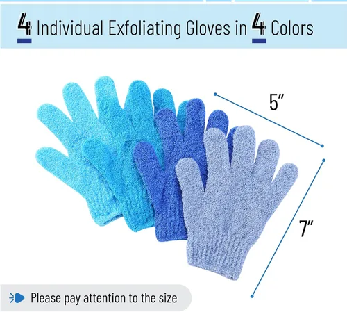 Miniatura 2 de Slick- Guantes exfoliantes, 4 piezas, exfoliante de piel para cuerpo, guantes de baño/exfoliante, accesorios de ducha para mujeres, guante exfoliante