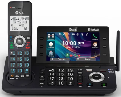 Miniatura 15 de AT&T CL83507 DECT 6.0 - Teléfono inalámbrico de 5 auriculares para el hogar con base de teclado dual, contestadora, bloqueo de llamadas, Base