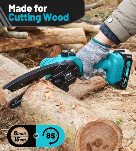 Miniatura 2 de Tietoc Mini Motosierra Inalámbrica de 6 Pulgadas, Sierra Eléctrica Portátil y Ligera, Kit de Motosierra de Poda con Batería para Hogar y Jardín
