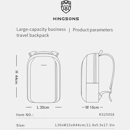 Miniatura 2 de Kingsons Mochila con compartimento para laptop de 15.6 pulgadas para hombres, mochila de negocios delgada y duradera para el trabajo, viajes