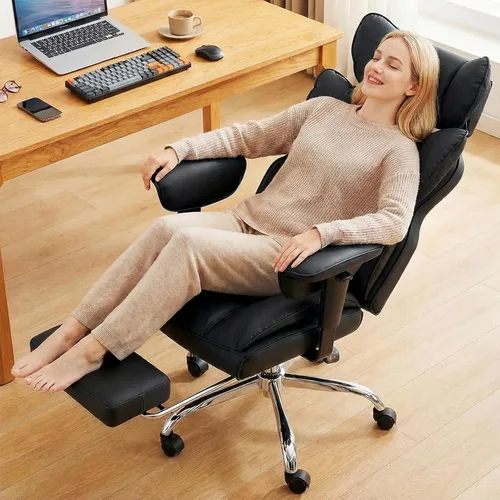 Miniatura 8 de DUMOS Silla de escritorio grande y alta para oficina en casa, silla de computadora para juegos, silla ergonómica ejecutiva con reposapiés, respaldo