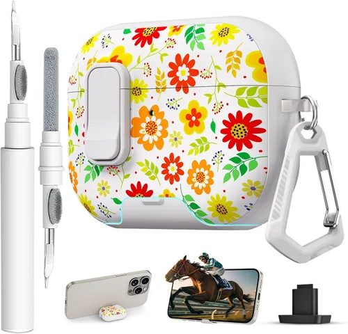 Miniatura 21 de Funda para AirPods Pro 3 con cerradura, textura de piel TPU duradera, antipérdida y a prueba de golpes, accesorios con kit de limpieza en llavero