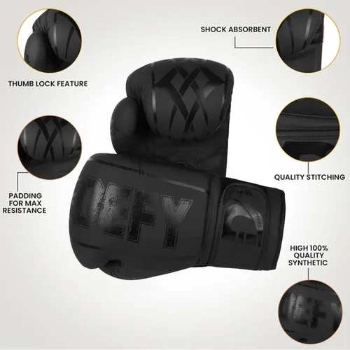 Miniatura 2 de DEFY - Guantes de boxeo para hombres y mujeres, guantes de boxeo de cuero sintético de alta calidad para entrenamiento, perfectos para perforar