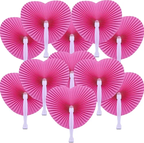 Miniatura 26 de 60 abanicos de papel blanco, abanicos plegables de mano para mujeres, abanicos de mano plegables decorativos de corazón para bodas, novias, Corazón