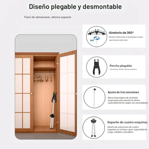 Miniatura 5 de Colgador con soporte para vaporizador de ropa y guante de planchado de vapor para vaporizar ropa, estante de vaporizador de ropa de mano con mini