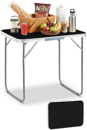 Miniatura 13 de Outvita Mesa de camping plegable portátil de 6 pies, mesa de altura ajustable impermeable para exteriores, mesa plegable de maleta ligera de Plateado