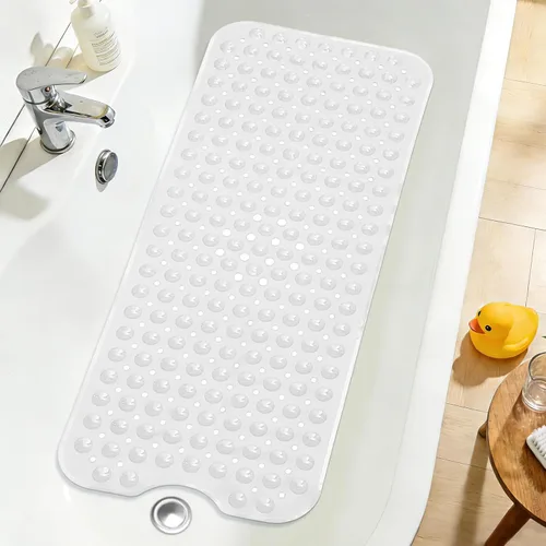 Miniatura 10 de Tapete de ducha negro antideslizante de 17 x 30 pulgadas, tamaño estándar, tapete de baño de burbujas suaves para ducha interior, tapete de baño