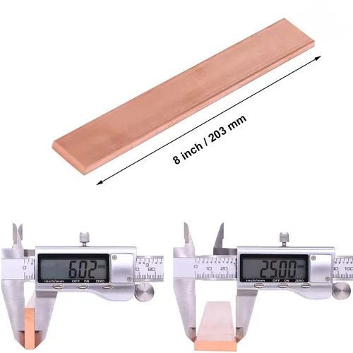 Miniatura 2 de 1/4" x 1" C110 Copper Flat BAR 8" Long Solid .250" Plate Mill
