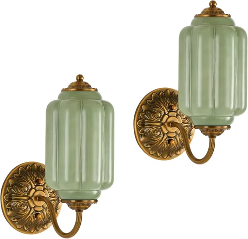 Miniatura 8 de Aplique de pared vintage, lámpara de vidrio de leche blanca, aplique de pared antiguo Art Deco de 5.5 pulgadas para dormitorio, baño, sala de estar