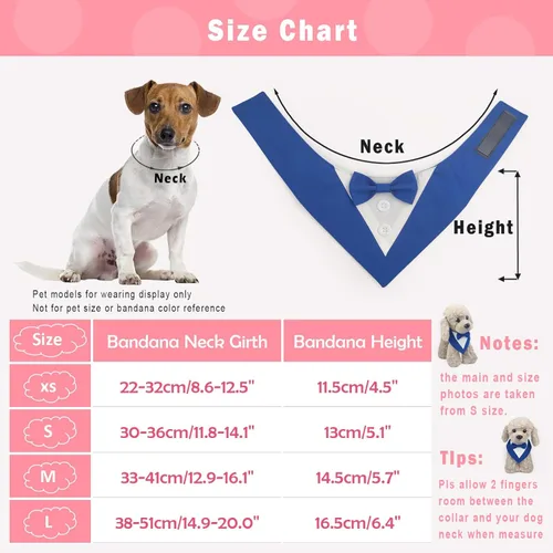 Miniatura 2 de KOOLMOX Disfraz de esmoquin para perro, color azul marino, esmoquin con pajarita para perros medianos y grandes (L, azul)