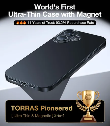 Miniatura 3 de TORRAS Funda Magnética Ajustada Delgada para iPhone 16 de 6.1 pulgadas, Funda Ultra-Delgada para Teléfono 16 Compatible con MagSafe Phone 16, Funda