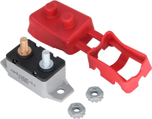 Miniatura 2 de Disyuntor de 6-28V 20A Restablecimiento manual para barcos marinos con cubierta protectora de cinturón rojo de 20 amperios