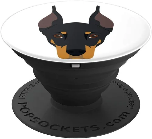 Miniatura 4 de Llave de vaso con forma de perro Doberman con orejas en blanco – PopSockets agarre y soporte para teléfonos y tabletas