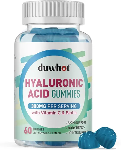 duwhot Gomitas de ácido hialurónico, suplementos de ácido hialurónico con vitamina C y biotina 5000 mcg para la piel, el cabello, la salud de las