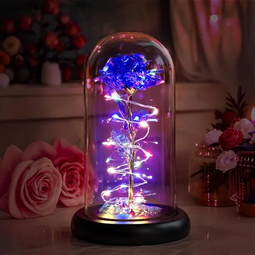 Miniatura 9 de Childom Regalos para el día de la madre para mamá, regalos de cumpleaños para mujeres, abuela, flores para entrega, rosa colorida púrpura iluminada