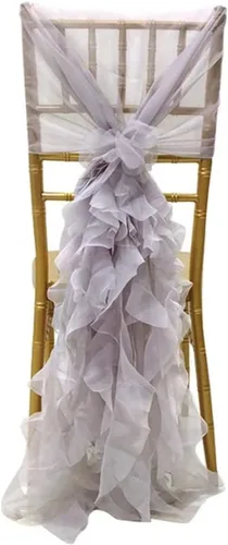 Miniatura 7 de Funda para silla de hilo de leche, fundas para respaldo de silla de tul para despedida de soltera, boda, decoración de baby shower, fundas largas