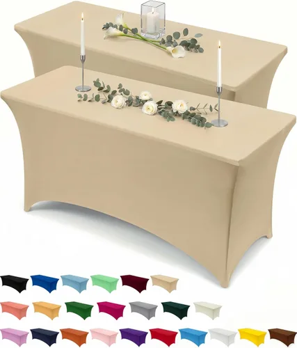 Miniatura 55 de Utopia Kitchen Mantel rectangular de spándex de 4 pies [1 unidad, negro] 200 GSM elástico, ajustado, lavable y resistente a las arrugas, cubierta