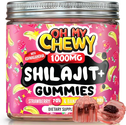 OH MY CHEWY Gomitas puras de Shilajit del Himalaya, resina de grado dorado de alta potencia, refuerzo de energía y apoyo inmunológico para hombres y